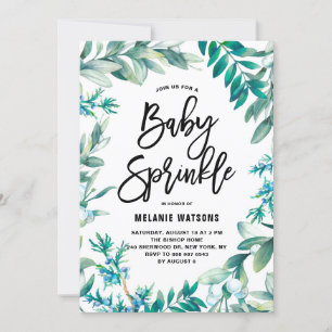 Invitation Aquarelle Feuilles & Berries Wreath Baby Sprinky