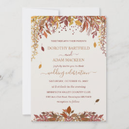 Invitation Aquarelle feuilles d'automne Mariage