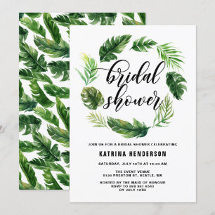 Invitation Aquarelle Feuilles tropicaux Fête des mariées de c