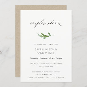 Invitation Aquarelle feuillue minimale Couples Douche
