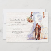 Aquarelle fille mariée Boots Bachelorette Party