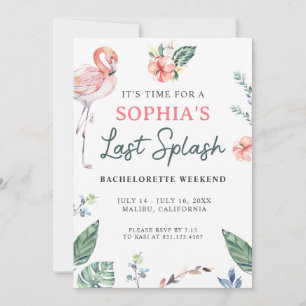 Invitation Aquarelle Flamant rose tropical Bachelorette
