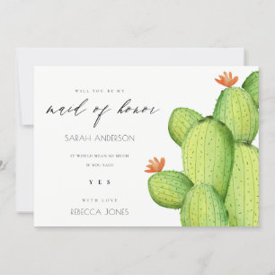 INVITATION AQUARELLE FLEUR DE CACTUS DU DÉSERT DEMOISELLE D'H