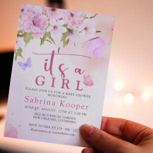 Invitation Aquarelle Fleur de cerisier C'est un Baby shower d