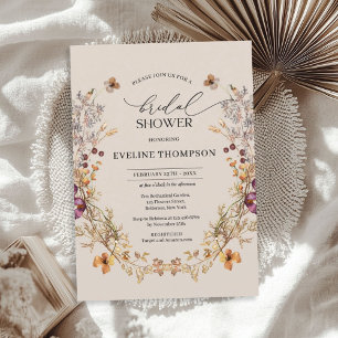 Invitation Aquarelle fleur sauvage couronne mauve orange