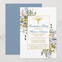 Aquarelle Fleur sauvage Dusty Blue Nurse Grad Part
