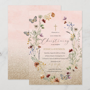 Invitation Aquarelle fleur sauvage et papillon Rejoignez-nous