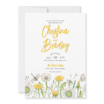 Aquarelle Fleur sauvage Jardin Jaune gris Mariage