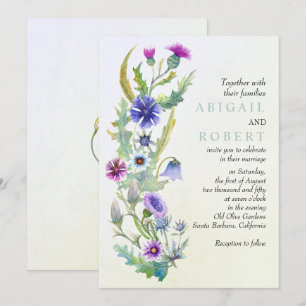 Invitation Aquarelle fleur sauvage mariage fleuri 