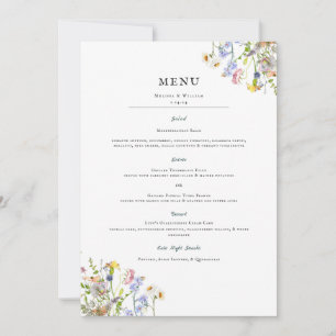 Invitation Aquarelle Fleur Sauvage Menu Floral de Mariage