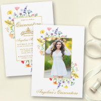 Aquarelle Fleur sauvage photo Quinceanera Gold