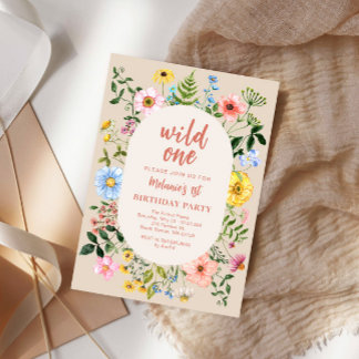 Invitation aquarelle Fleur Sauvage pour l'annivers