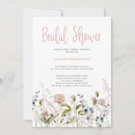 Invitation Aquarelle Fleur sauvage rose Fête des mariées flor
