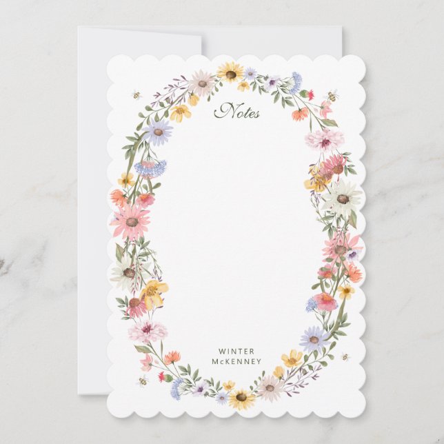 Invitation Aquarelle Fleur sauvage Wreath Beth Nom personnali (Devant)