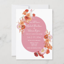 aquarelle fleurie orange rose mariage design