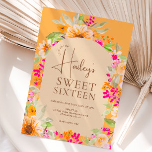 Invitation Aquarelle fleurie Pays Lumineux Sweet 16