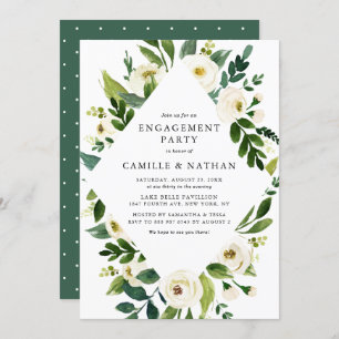 Invitation Aquarelle Fleurs blanches Frame Engagement