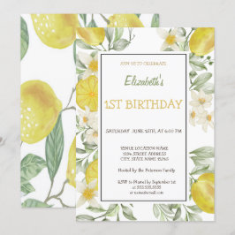 Invitation Aquarelle Fleurs de citrons Anniversaire