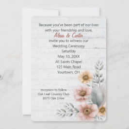 Invitation Aquarelle Fleurs De Mariage Sur Bois