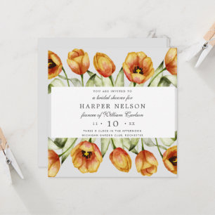 Invitation Aquarelle fleurs de printemps tulipes douche nupti
