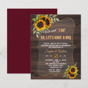 Invitation Aquarelle Fleurs de soleil Bois Bourgogne I DO BBQ