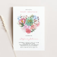 Aquarelle Fleurs et Coeur Succulent Brunch bébé