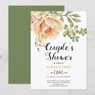 Invitation Aquarelle fleurs fleurie mariage couple douche