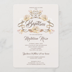 Invitation Aquarelle Fleurs naturelles séchées Baptême