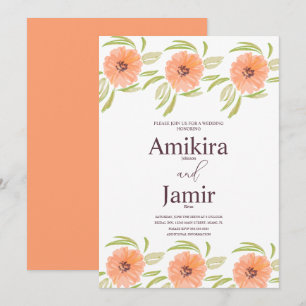 Invitation Aquarelle Fleurs Peintes à la Main Mariage