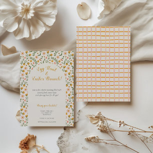 Invitation Aquarelle Fleurs Printemps Pâques Petit déjeuner C