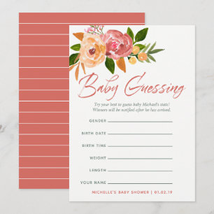 Invitation Aquarelle Fleurs sauvages Baby Predictions Jeu