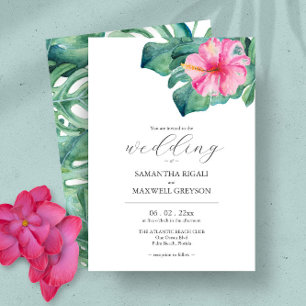 Invitation Aquarelle Fleurs tropicales Mariage de verdure