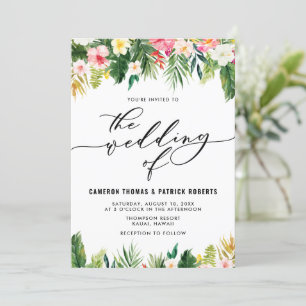 Invitation Aquarelle Fleurs tropicales Mariage d'été