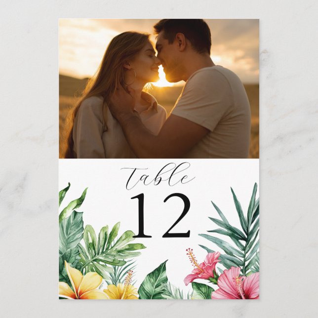 Invitation Aquarelle Fleurs tropicales Numéro de tableau phot (Dos)