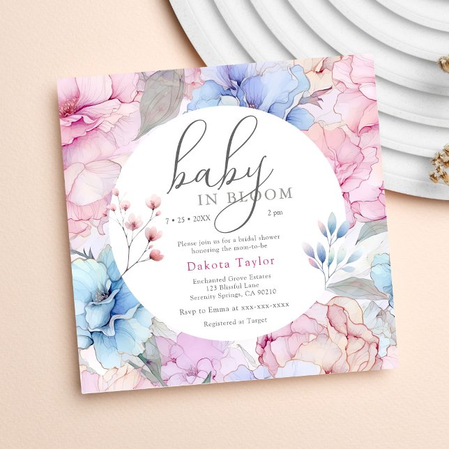Invitation Aquarelle Floral Baby dans le Baby shower en fleur (Créateur téléchargé)