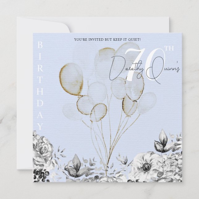 Invitation Aquarelle Floral Balloon Surprise fête d'anniversa (Devant)