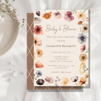 Aquarelle Floral Bébé En Fleur Baby shower Beige