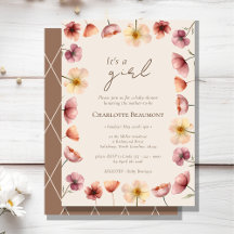 Aquarelle Floral Beige C'est un Baby shower fémini