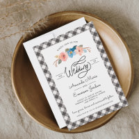 Aquarelle Floral Black Check Mariage Décontracté