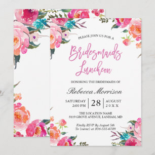 Invitation Aquarelle Floral Botanical Bridesservantes Déjeune