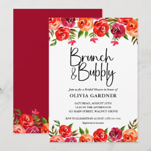 Invitation Aquarelle Floral Brunch et Fête des mariées Bubbly