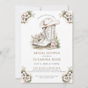 Invitation Aquarelle Floral Casquette Boots Fête des mariées