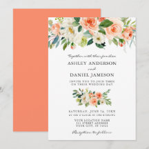 Aquarelle Floral Coral Mariage vert