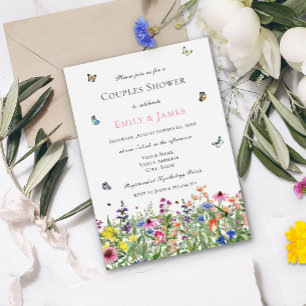 Invitation Aquarelle Floral Couples Douche