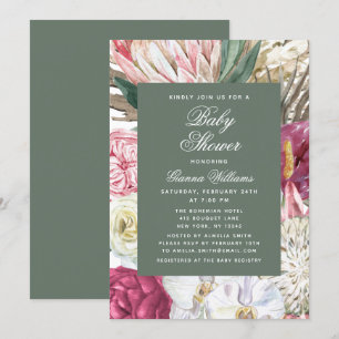 Invitation Aquarelle Floral Élégant Baby shower