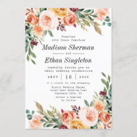 Aquarelle Floral Élégant Broussailleux Mariage Bou