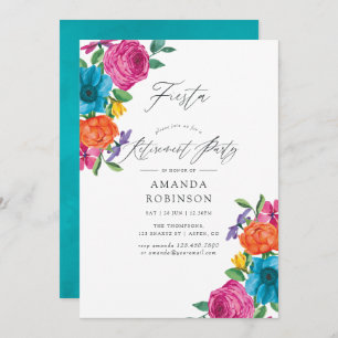 Invitation Aquarelle Floral Fiesta Retraite Party