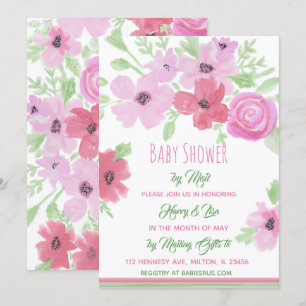 Invitation Aquarelle Floral Girl's Baby shower par Mail