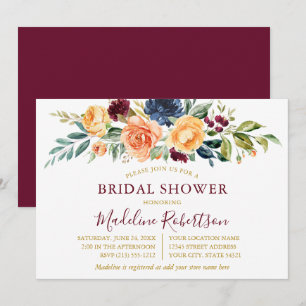 Invitation Aquarelle Floral Gold Fête des mariées Bourgogne