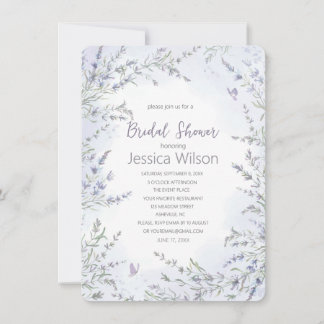 Invitation Aquarelle Floral Lavender Fête des mariées Invit